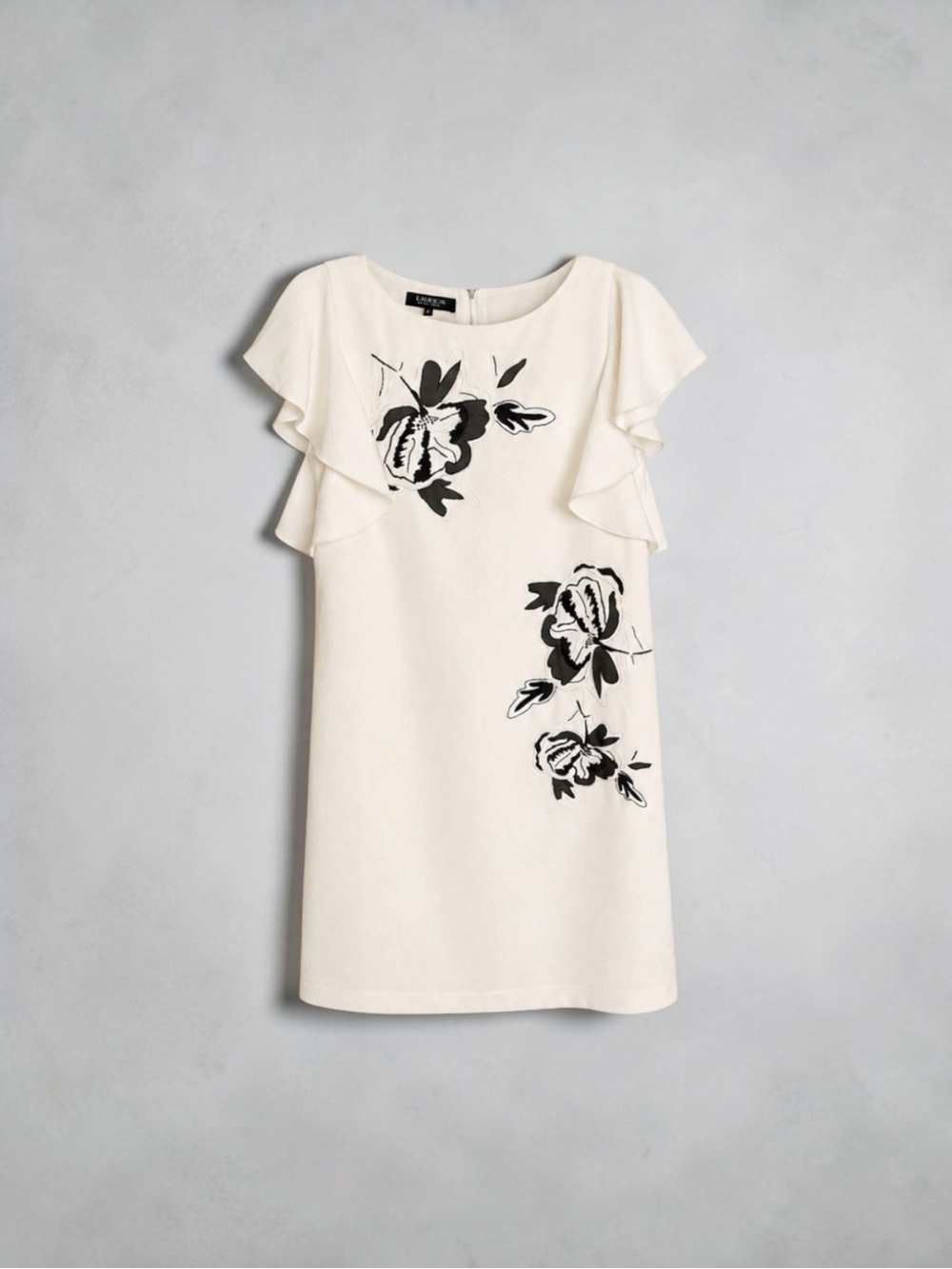 Lafayette 148 NY Ivory Beaded Floral Shift Dress Small